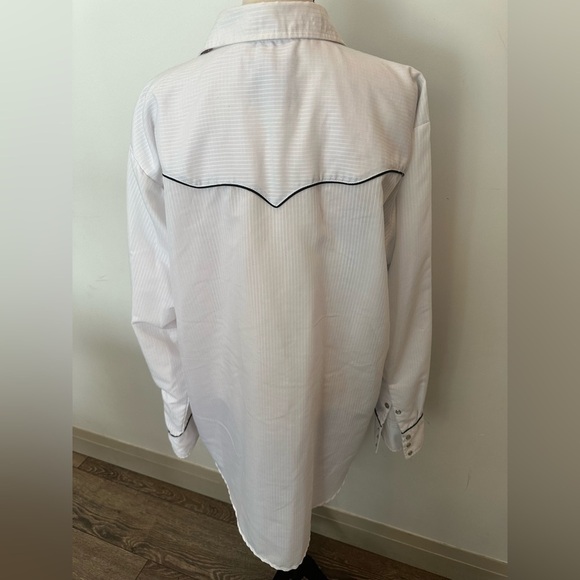 Mid West Garment Company Western Shirt SnapButton Front Pink Blue White SZ L VTG - Picture 6 of 7